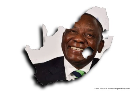 Cyril Ramaphosa (Güney Afrika haritası üzerinde)