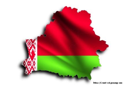 Flag of Belarus (on Belarus map)