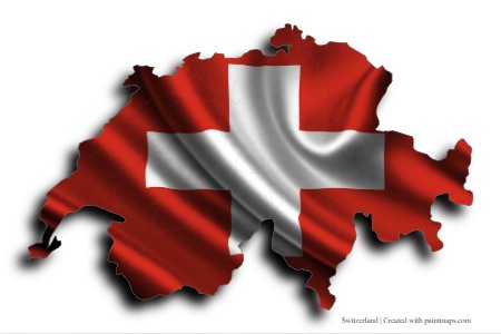 Flag of Switzerland (on Switzerland map)
