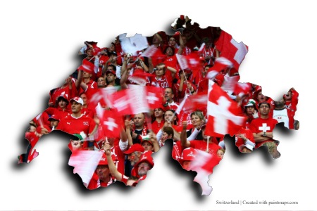 Football fans (on Switzerland map)