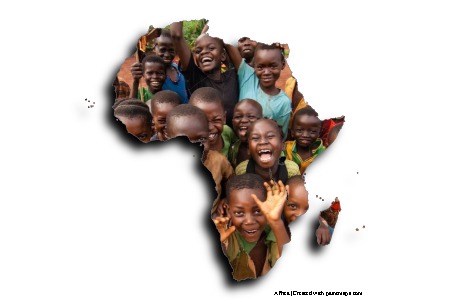 Afrikalı Çocuklar (Afrika haritası üzerinde)