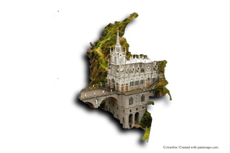 Santuario  de Las Lajas (Kolombiya haritası üzerinde)