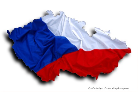 Flag of Czech Republic (on Czech Republic map)