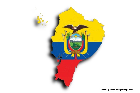 Flag of Ecuador (on Ecuador map)