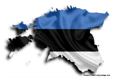 Flag of Estonia (on Estonia map)