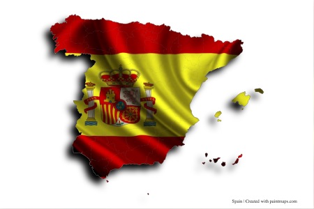 Flag of Spain (on Spain map)