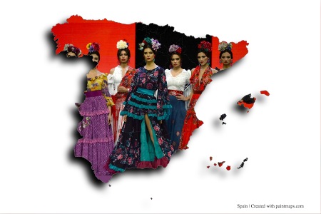 Spain Traditional Clothes (on Spain map)