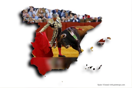 Spain Bullwrestling (on Spain map)