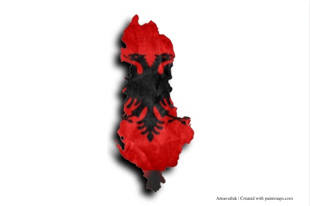 Flag of Albania (on Albania map)