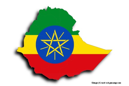 Flag of Ethiopia (on Ethiopia map)