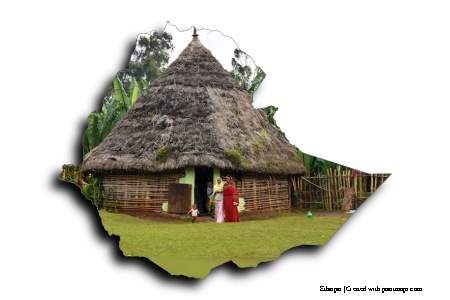 Ethiopian Tribal Houses (on Ethiopia map)