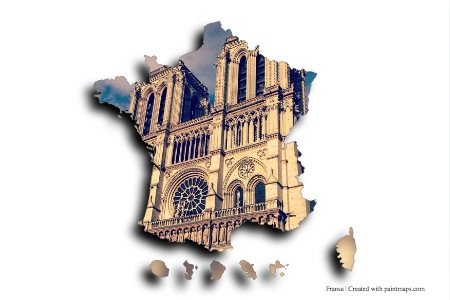 Notre Dame Katedrali (Fransa haritası üzerinde)