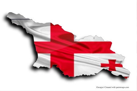 Flag of Georgia (on Georgia map)