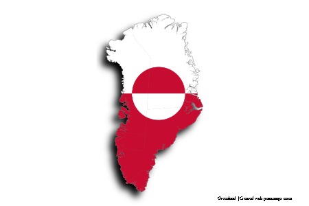 Grönland Bayrağı (Grönland haritası üzerinde)