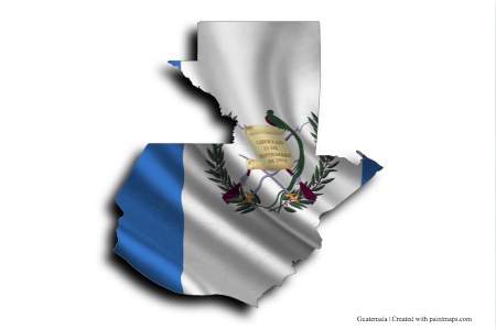 Flag of Guatemala (on Guatemala map)