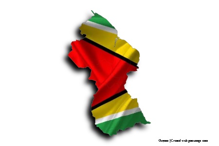 Flag of Guyana (on Guyana map)
