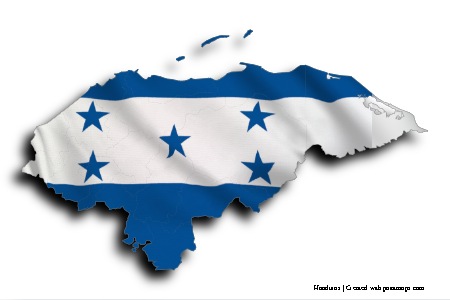 Bandera de honduras (en el mapa de Honduras)