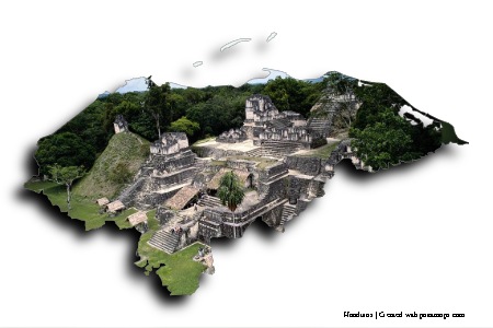 Ruinas de Copán (en el mapa de Honduras)