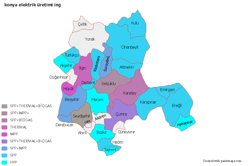 generación de electricidad de Konya (Konya) Mapas de Usuario