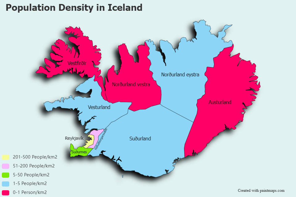 Population Density in Iceland (Iceland) User Maps