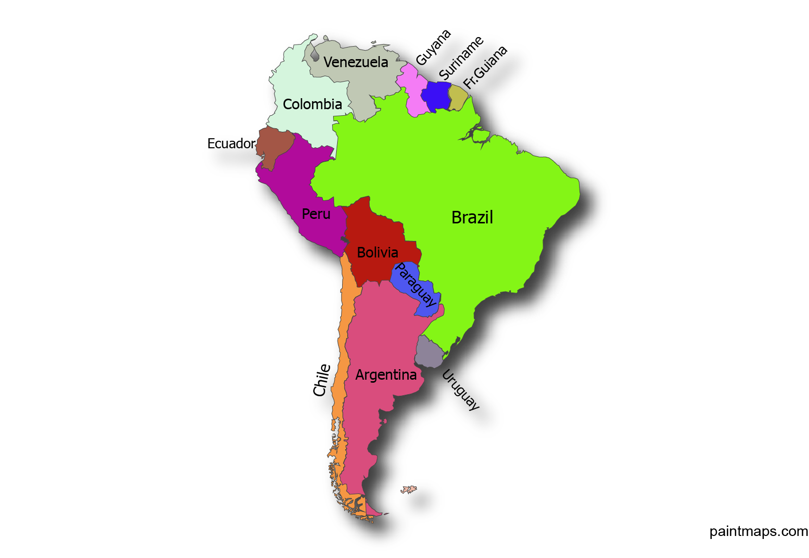 Gratis, Descargable Mapa Vectorial De Sudamerica (EPS, SVG, PDF, PNG